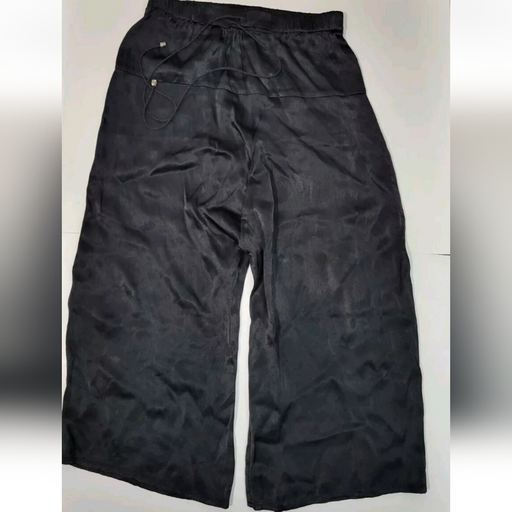 Paris Georgia Basics Wide Leg High Rise Black Pants Women's Size Small